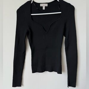 H&M Black Ribbed Long Sleeve Top